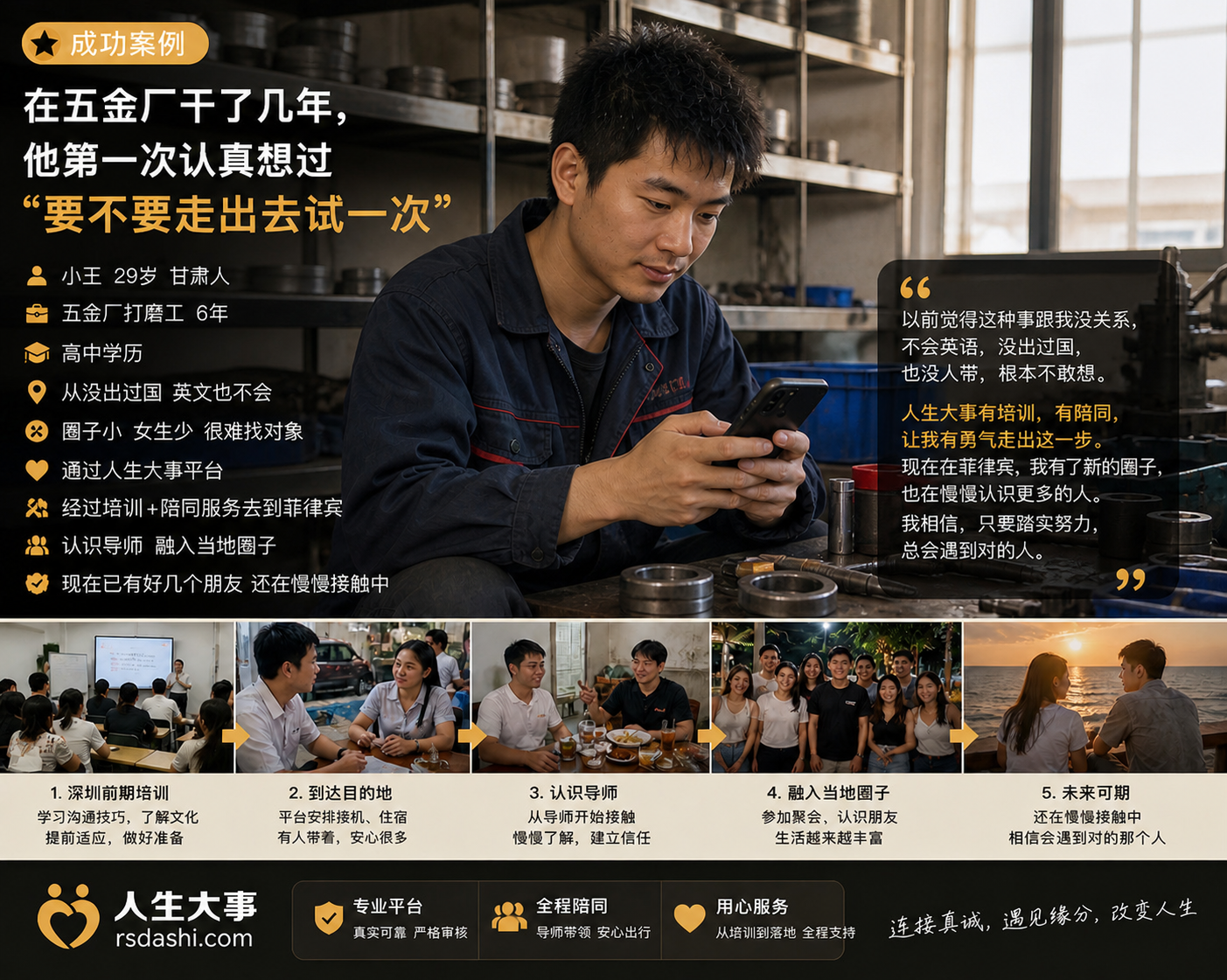 在工厂干了几年，他第一次认真想过“要不要走出去试一次”